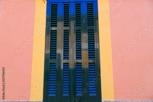Obraz na płótnie Europe, Spain, Balearic Islands, Mallorca.Shuttered Windows. w salonie
