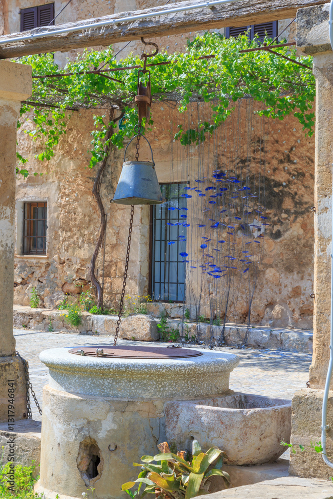 Europe, Spain, Balearic Islands, Mallorca.Palma. Biogranja La Real. Monastery Secar de La Real.Well.