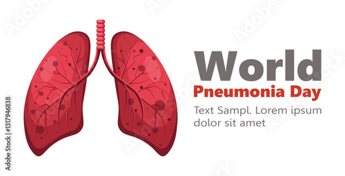 World Pneumonia Day. Celebrated annually in November 12th. The human lung is a vital organ of the respiratory system. Anatomy, medicine and Healthcare concept. Vector illustration Not AI generated