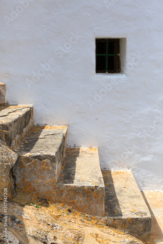 Europe, Spain, Balearic Islands, Mallorca, Santanyi, Cala Figuera . A small , colorful fishing harbor on S.E. corner of island. Stairs.