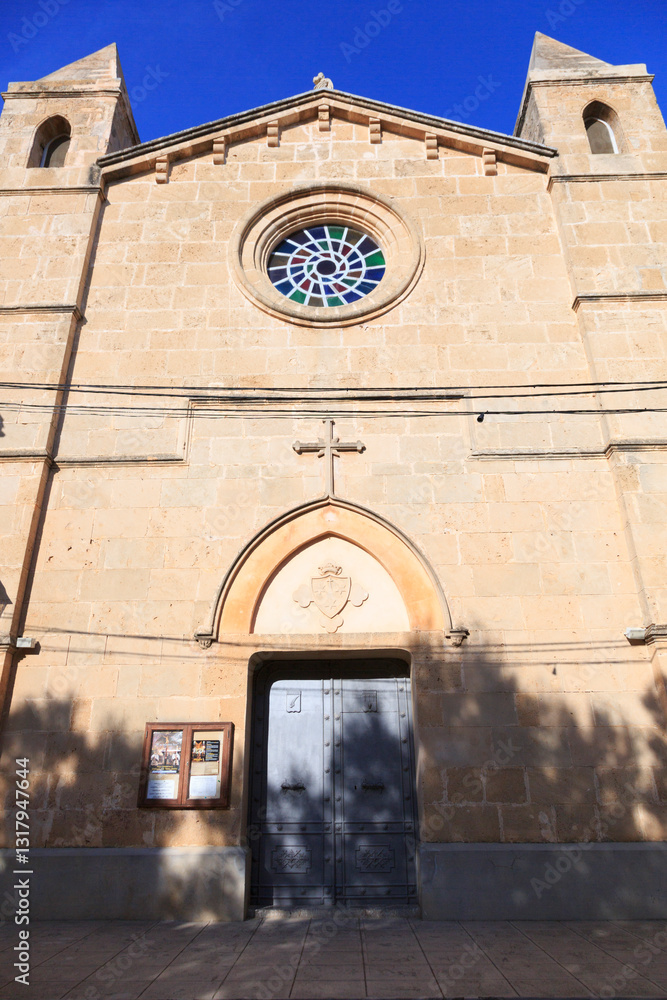 Europe, Spain, Balearic Islands, Mallorca. Porto Colom. Church.