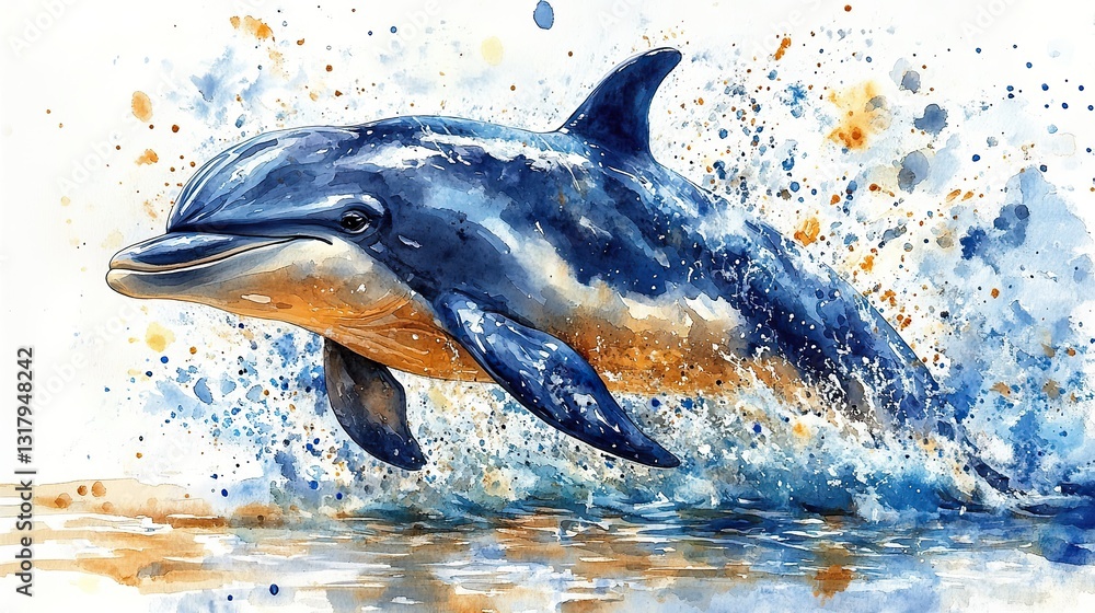 Obraz premium dolphin clipart watercolor art illustration detailed illustration