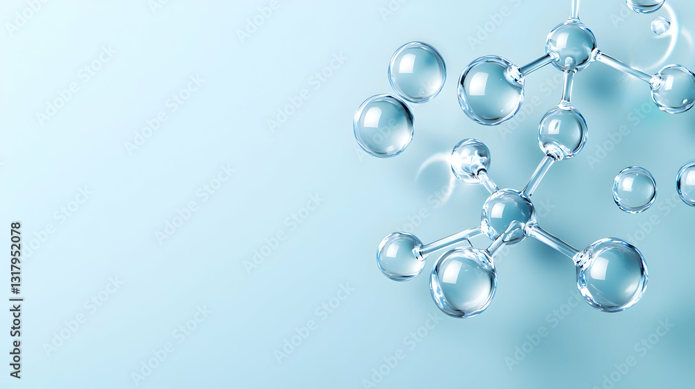 Abstract Glass Molecules in Motion on Soft Blue Background Scientific Innovation Abstract Glass Molecules in Motion on Soft Blue Background Scientific Innovation