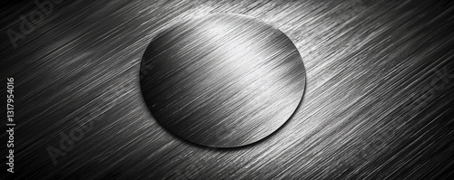 Polished Grey Sheet Metal Plate with Chrome Accents on Brightly Reflective Steel Background