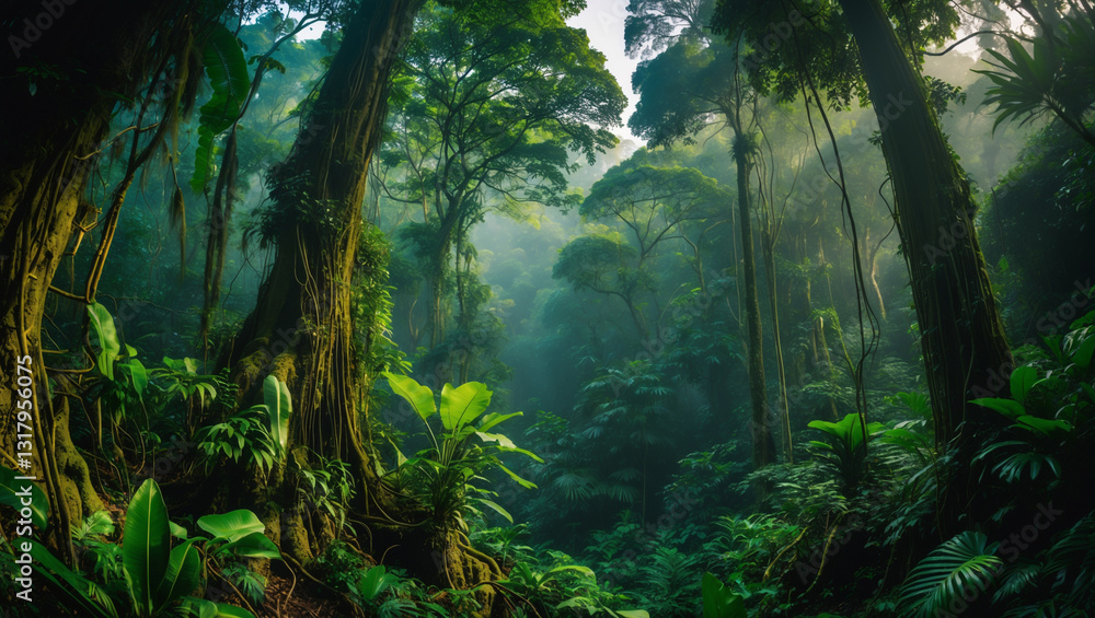 Fototapeta premium Tropical forest path in the morning