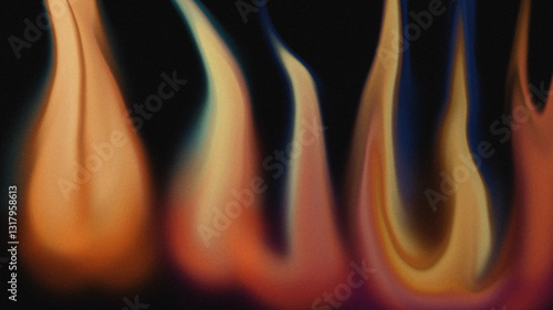 Abstract fiery gradient waves in warm orange, yellow, and blue hues with grainy texture on a dark background, perfect for energetic music cover, nightclub posters, or modern digital artwork