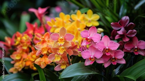 Wallpaper Mural Vibrant orchids in a tropical greenhouse Torontodigital.ca