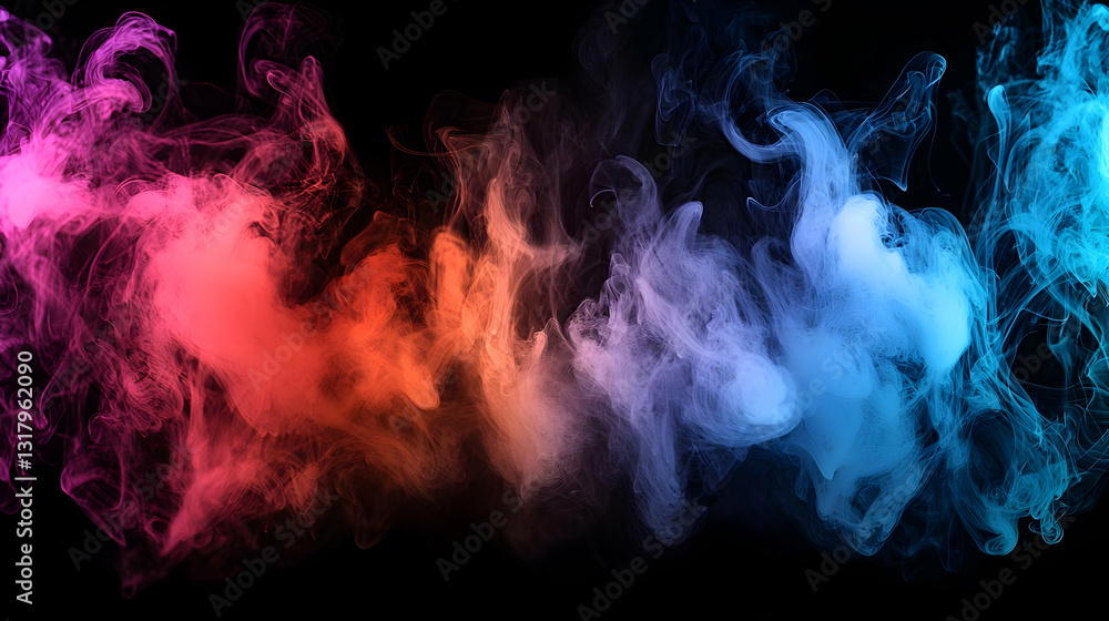 Fototapeta premium Abstract Color Powder Explosion On Black Background With Purple Pink Blue And Orange Hues Illustrating Dynamic Motion