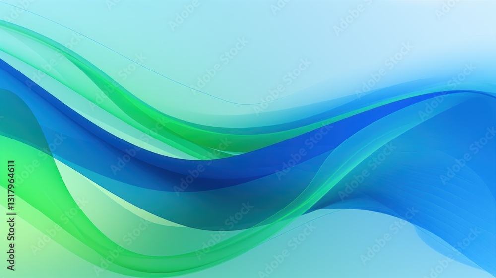 Fototapeta premium Fluid Gradient: Dynamic Abstract Waves of Blue and Green Tranquility