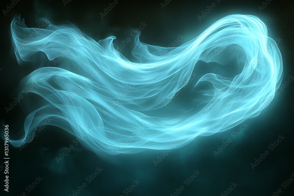 Fototapeta premium Glowing Blue Energy Stream for Dark Background. (1)