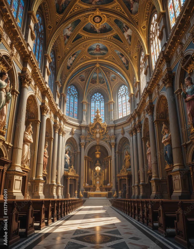 Fototapeta premium Sacred Serenity – Stunning Church & Christian Monastery Illustrations for Faith and Heritage