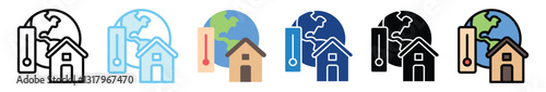 Climate Adaptation multi style, mini illustration icon set. outline, flat, glyph, line color, UI, UX, app and web, digital or print. related to ecology and environment.