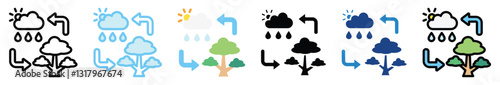 Ecosystem Services multi style, mini illustration icon set. outline, flat, glyph, line color, UI, UX, app and web, digital or print. related to ecology and environment.
