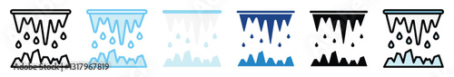 Melting Glaciers multi style, mini illustration icon set. outline, flat, glyph, line color, UI, UX, app and web, digital or print. related to ecology and environment.