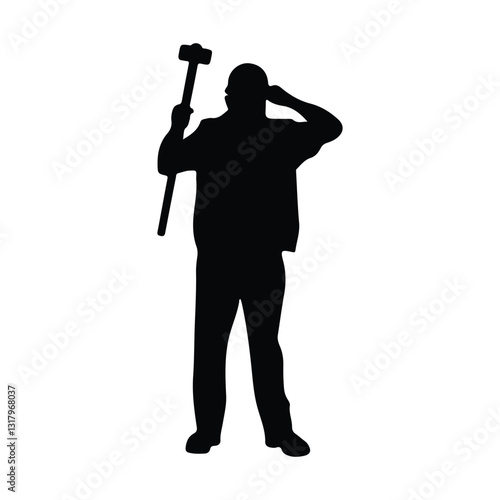 silhouette of person with tools