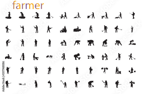 set of silhouette farmers