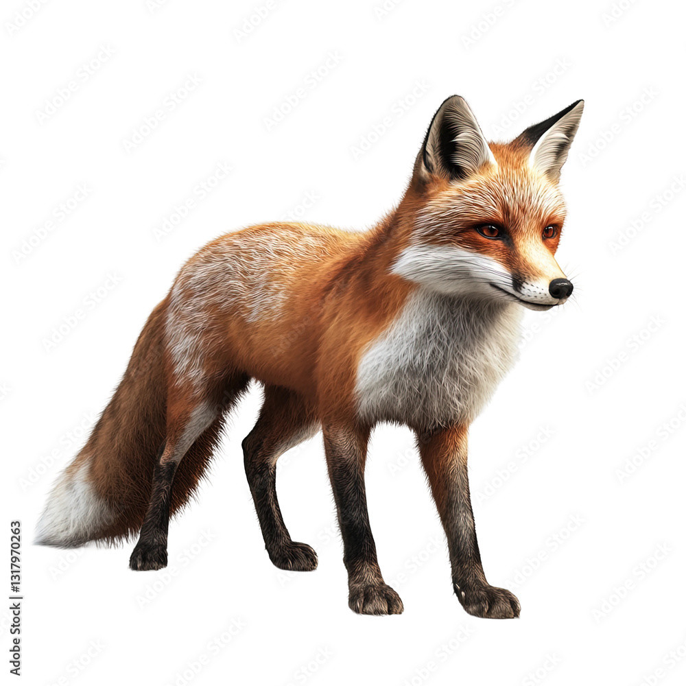 Naklejka premium Fox is standing on transparent background