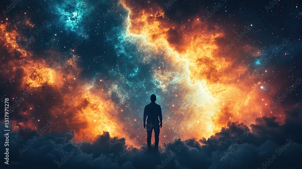 faith heavenly background man looking at the heavens in the background faith heavenly background man looking at the heavens in the background