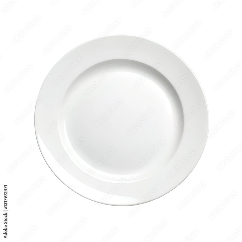 White plate with a round shape on transparent background White plate with a round shape on transparent background