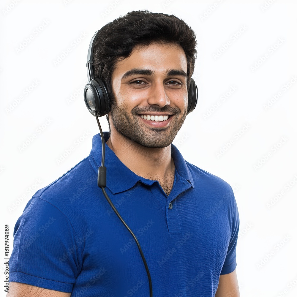 a handsome young man with headphones , Generative art. a handsome young man with headphones , Generative art.