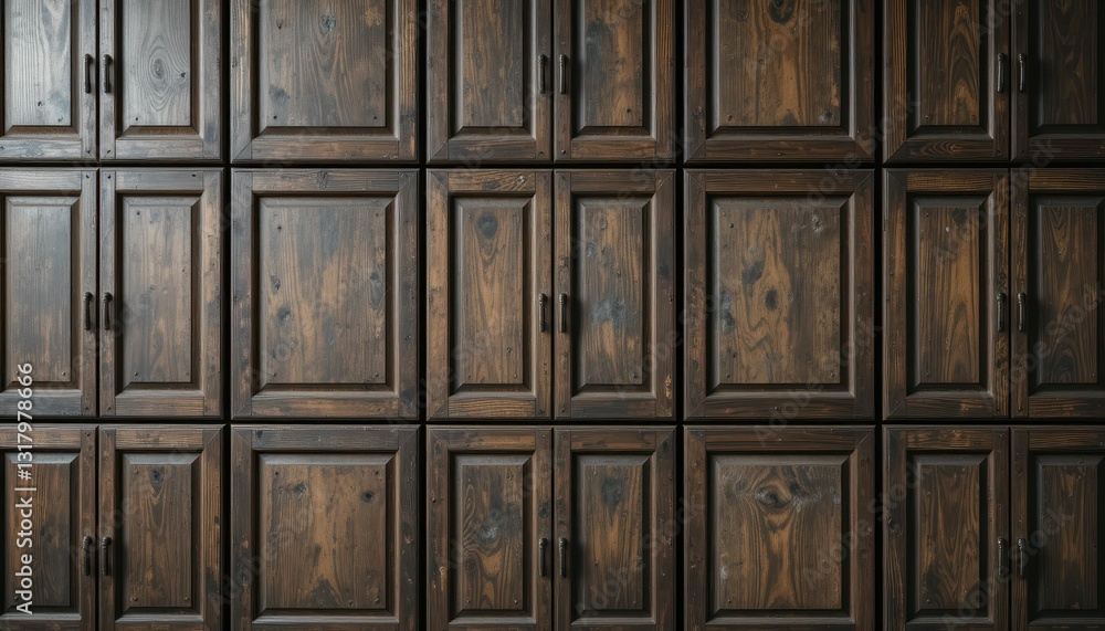 Wooden Cabinet with Dark Finish and Classic Design Elements