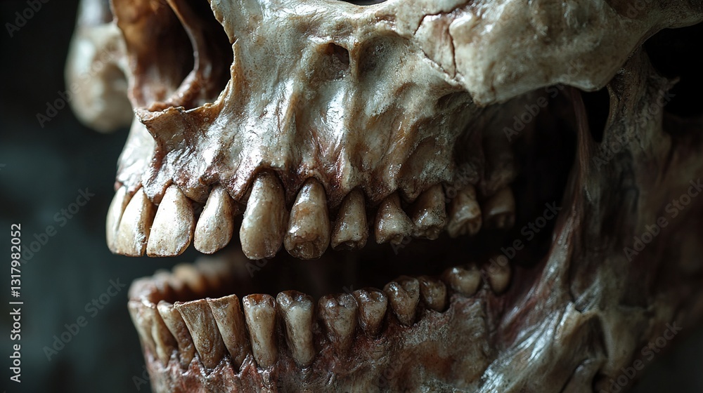 Detailed Close-up of a Human Skull and Teeth Detailed Close-up of a Human Skull and Teeth