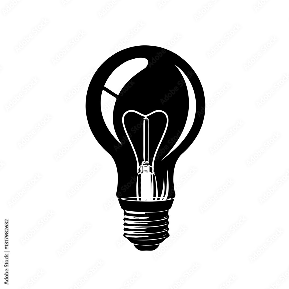 Lightbulb vector black white electric energy icon design Lightbulb vector black white electric energy icon design