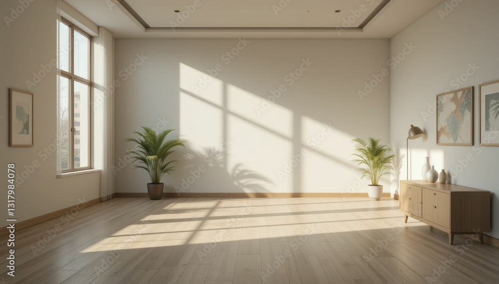 Fototapeta premium Bright Minimalist Interior with Natural Light and Simple Decor