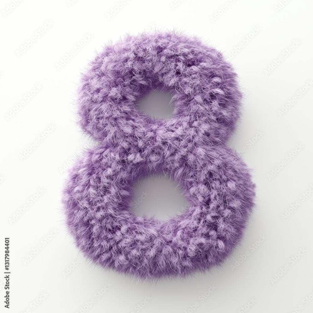 a purple furry number eight , Generative art. a purple furry number eight , Generative art.