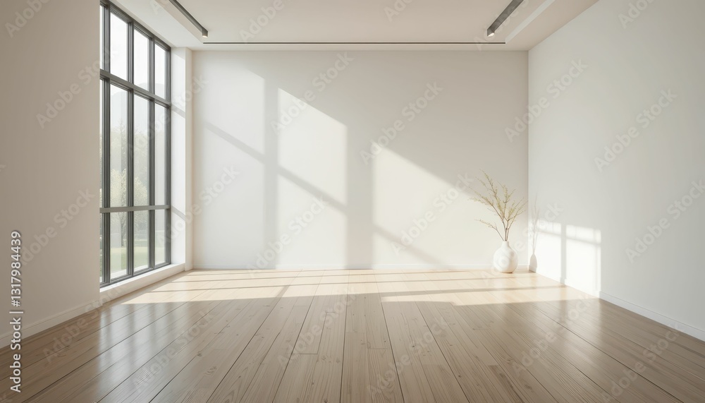 Bright and Spacious Minimalist Room with Sunlight and Decor Bright and Spacious Minimalist Room with Sunlight and Decor