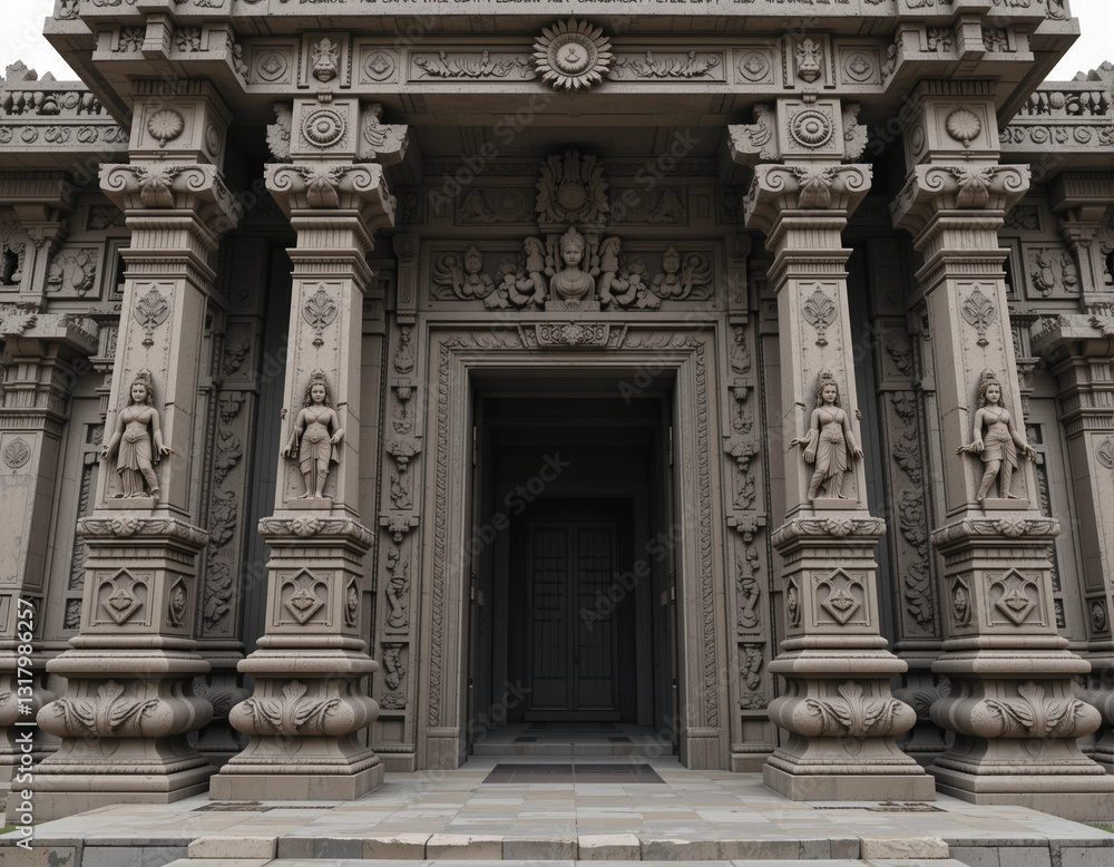 Obraz premium Sacred Temples – Stunning Hindu Temple Illustrations for Spiritual and Cultural Inspiration