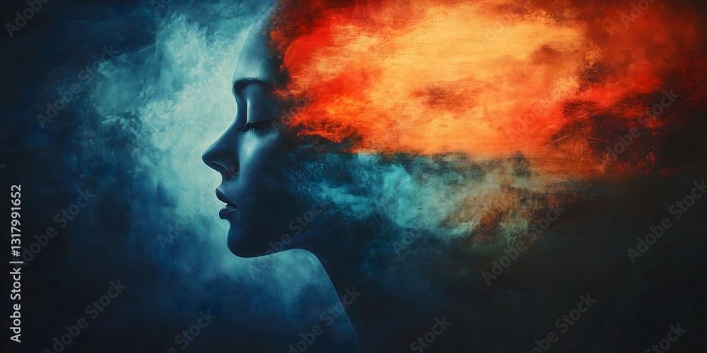 Visualization of bipolar disorder showcasing contrasting emotional states and impacts on mental health Visualization of bipolar disorder showcasing contrasting emotional states and impacts on mental health