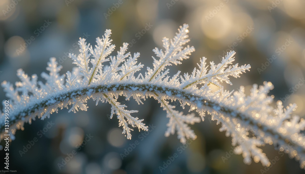 Frosted Leaves in the Morning Light with Soft Bokeh Background Frosted Leaves in the Morning Light with Soft Bokeh Background