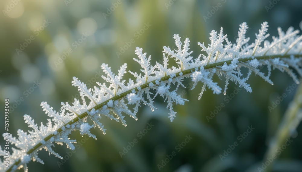 Frosted Grass Blades Glimmering in Soft Morning Light Frosted Grass Blades Glimmering in Soft Morning Light