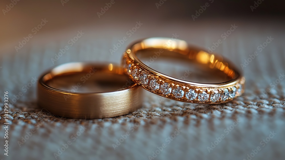 wedding rings on a fabric background close up with copy space wedding rings on a fabric background close up with copy space