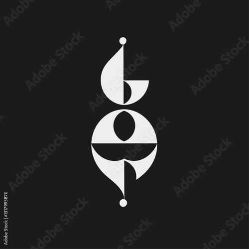 Abstract white paper cut design on a black background, modern art