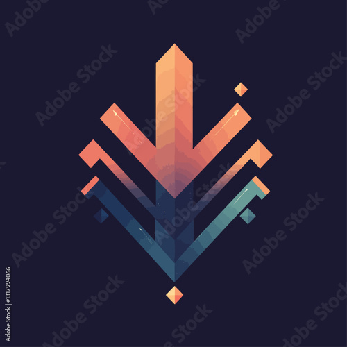 Abstract Geometric Illustration with Arrows on a Dark Background