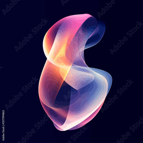 Abstract 3D Shape with Gradient Colors on a Dark Background.