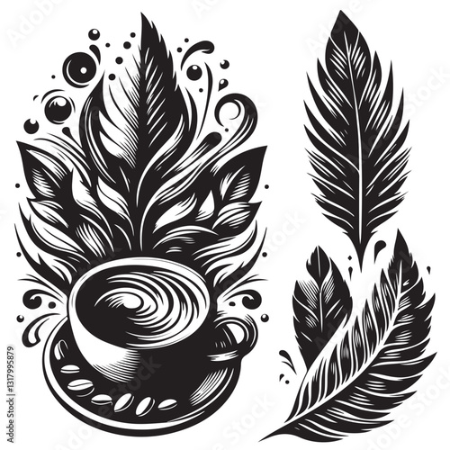 Silhouette cup of coffee icon vector illustration isolated premium design in white background 47