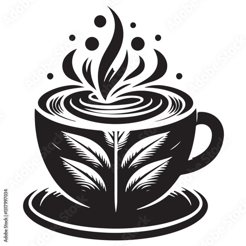 Silhouette cup of coffee icon vector illustration isolated premium design in white background 55