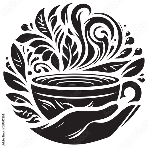 Silhouette cup of coffee icon vector illustration isolated premium design in white background 57