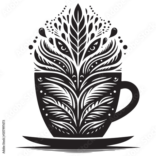 Silhouette cup of coffee icon vector illustration isolated premium design in white background 60