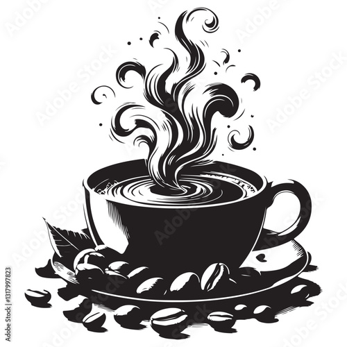 Silhouette cup of coffee icon vector illustration isolated premium design in white background 62