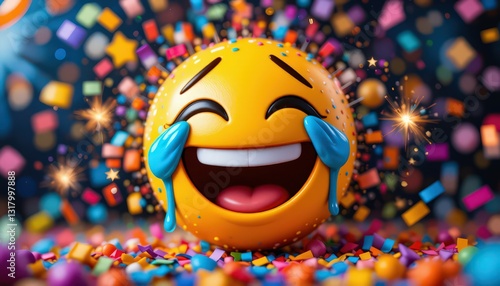 Laughing Emoji in a Festive Celebration photo