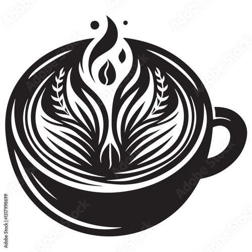 Silhouette cup of coffee icon vector illustration isolated premium design in white background 70