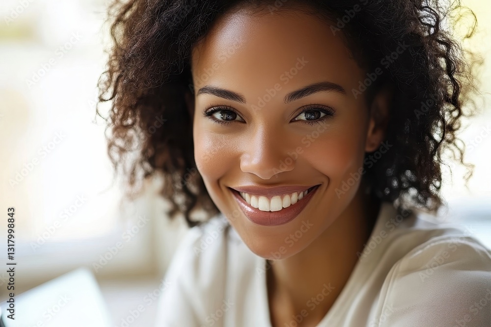 Confident Professional Woman Enjoying Productive Remote Work Session in Modern Home Office with Natural Light Confident Professional Woman Enjoying Productive Remote Work Session in Modern Home Office with Natural Light