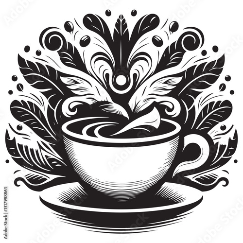 Silhouette cup of coffee icon vector illustration isolated premium design in white background 73