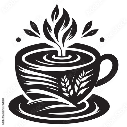 Silhouette cup of coffee icon vector illustration isolated premium design in white background 74