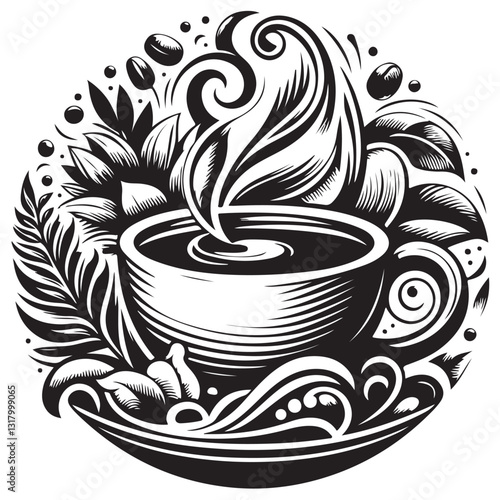 Silhouette cup of coffee icon vector illustration isolated premium design in white background 41