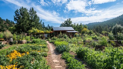 Crédence de cuisine  Rustic homestead with an idyllic garden and abundant vegetation vista  © Rapit